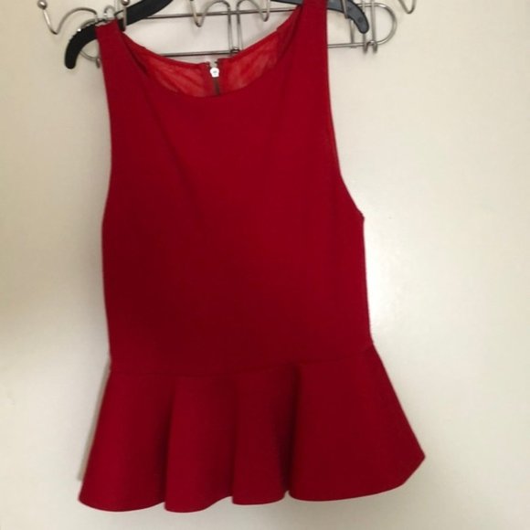 Alice & Olivia Red Peplum Top - Picture 1 of 4